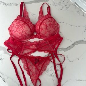 Victorias Secret Red Lace Set NWOT